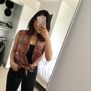 Topshop sleeveless plaid shirt